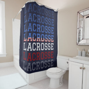 USA Repeating Text - Lacrosse USA American Flag Shower Curtain