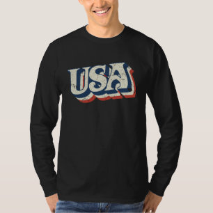 USA Retro Style Distressed Graphic T-Shirt