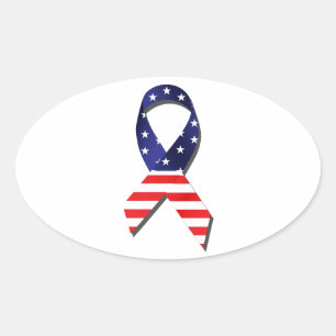 USA Ribbon Oval Sticker