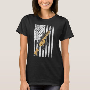 Usa Rifle Flag - Proud American Gun Owner - Machin T-Shirt