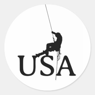 USA Rock Climbing Silhouette Minimalist Classic Round Sticker