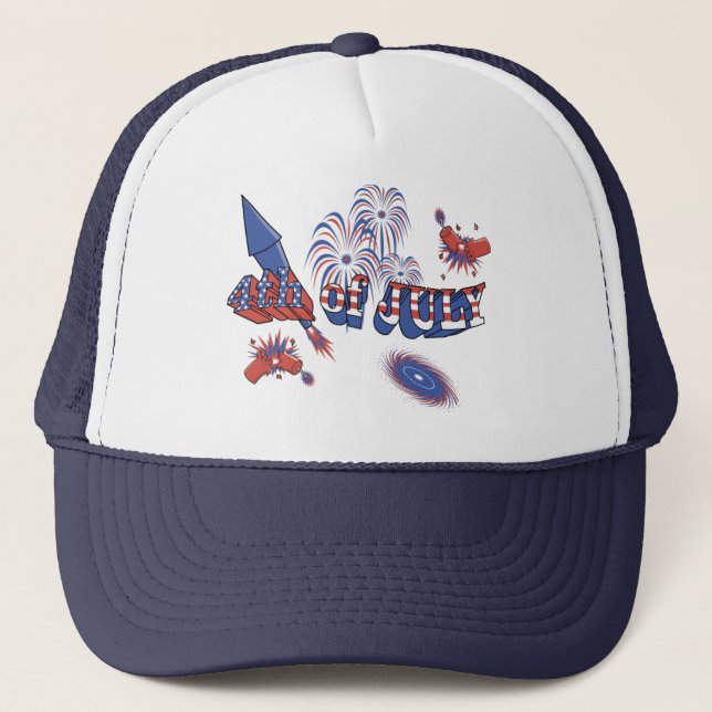 USA-Rocket 4th of July Trucker Hat (Front)