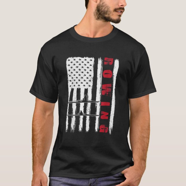 USA Rowing team American flag US boat crew men wom T-Shirt (Front)