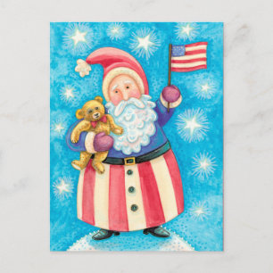 USA Santa Claus Christmas Holiday Postcard
