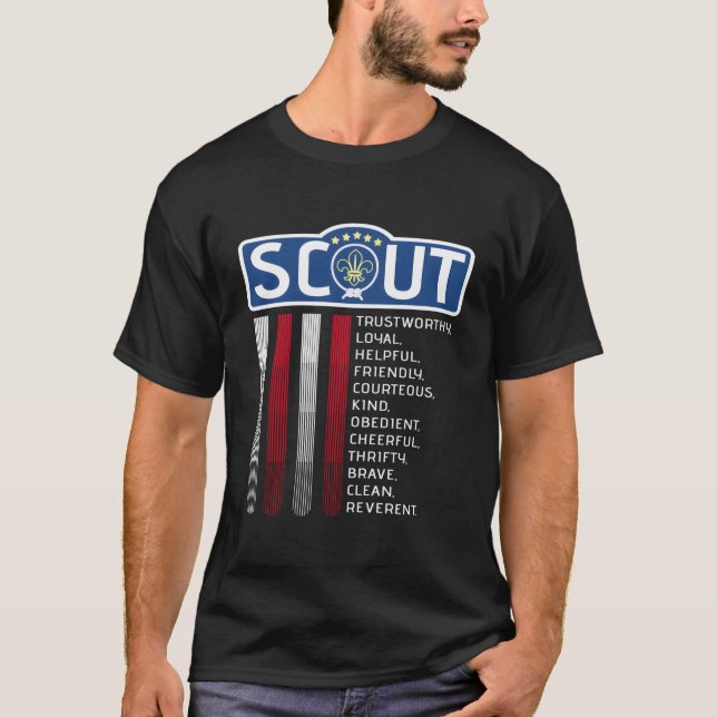 Usa Scout T-Shirt American Flag Scout Law T-Shirt  (Front)