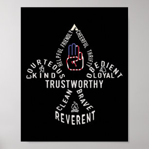 Usa Scouting American Flag Scouting Law Poster