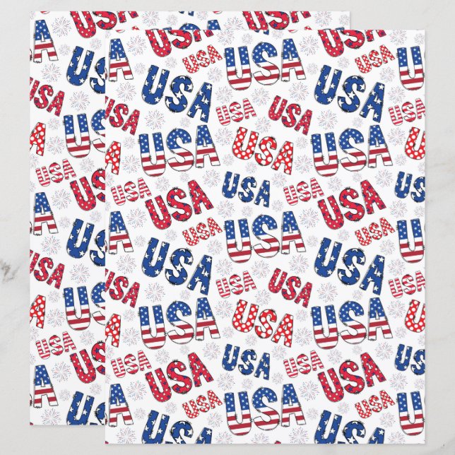 USA Scrapbook Paper (Front/Back)
