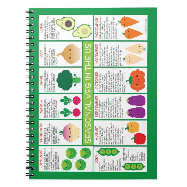USA Seasonal Vegetables Chart Notebook (Front)