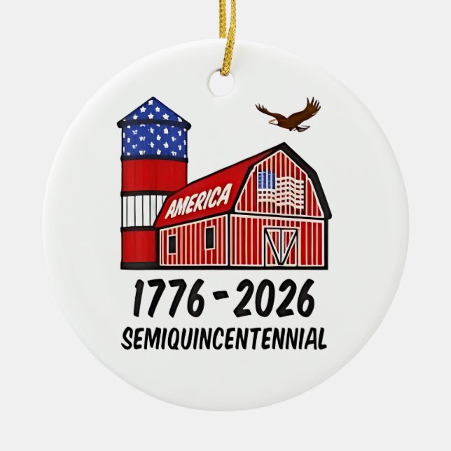 USA Semiquincentennial 250th Anniversary 1776–2026 Ceramic Tree Decoration (Front)