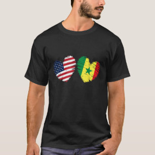USA Senegal Flag Heart Valentines Day Senegalese A T-Shirt