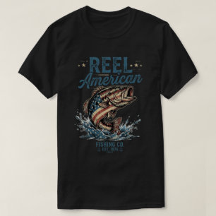 USA Shirt: Reel American Fishing usa Flag Bass  T-Shirt