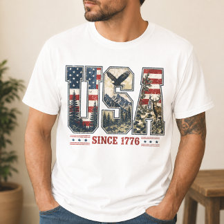 USA Since 1776 Distressed Eagle Flag T-Shirt