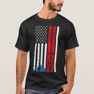 USA Ski American Flag Skiing Skier Winter Sports M T-Shirt