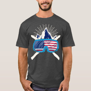 USA Ski Skiing America American Flag Patriotic T-Shirt