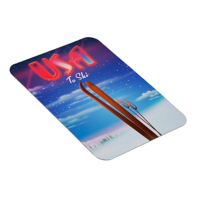 usa ski travel poster magnet (Right Side)