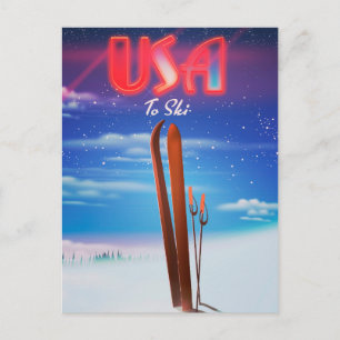 usa ski travel poster postcard
