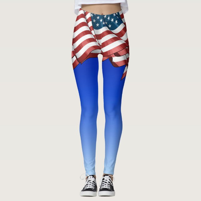 USA Skirt ILLUSION Long Version Fashion Leggings (Front)