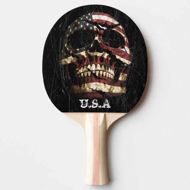USA Skull Ping Pong Paddle (Front)