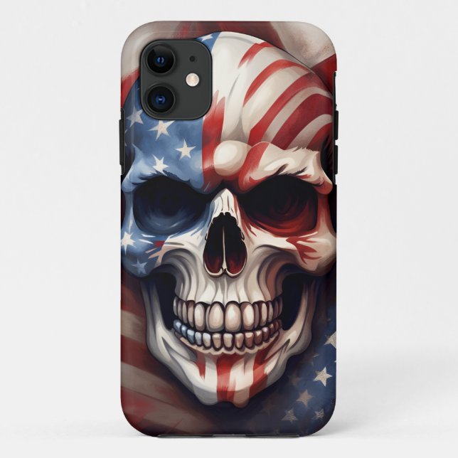 USA Skull, Skull Art, Uncle Sam, Skull Art,  Case-Mate iPhone Case (Back)
