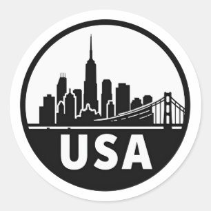 USA  Skyline Silhouette Sticker