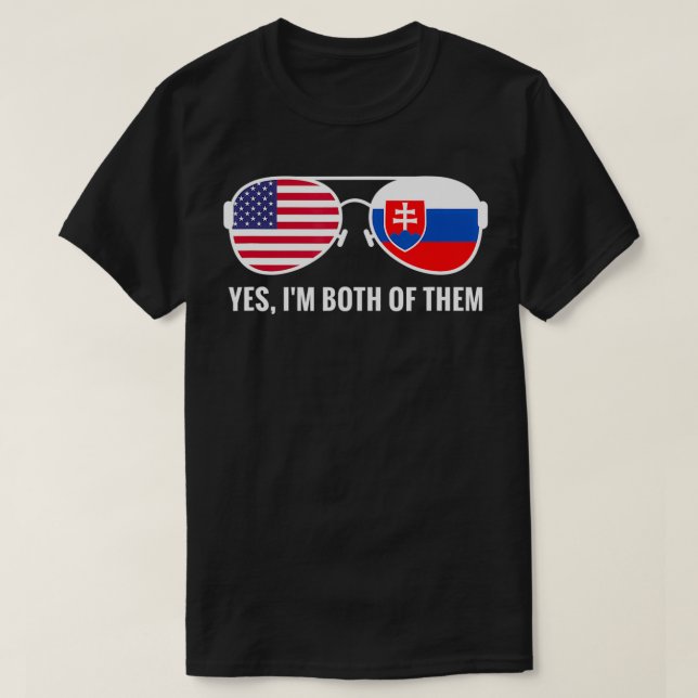 USA Slovakia Flag Sunglasses Slovakian country  T-Shirt (Design Front)