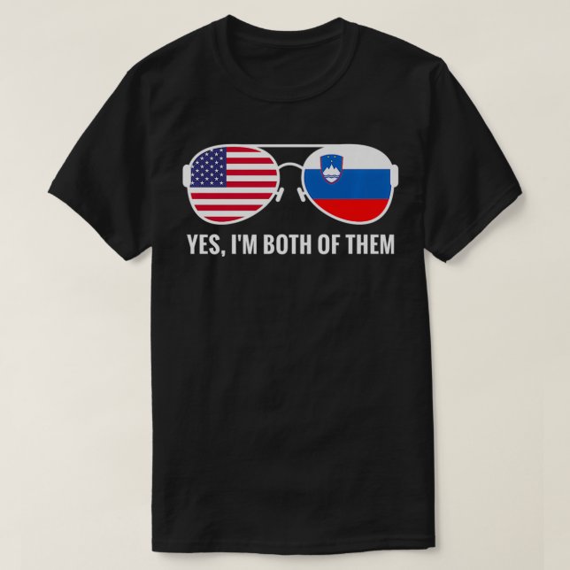 USA Slovenia Flag Sunglasses Slovenian Americans c T-Shirt (Design Front)