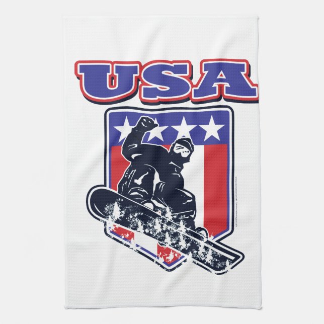 USA Snowboarding Tea Towel (Vertical)