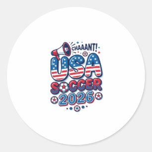 USA Soccer 2026 Soccer Bold Country Typography Tra Classic Round Sticker