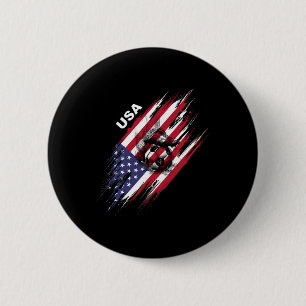 Usa Soccer American Flag Football  6 Cm Round Badge