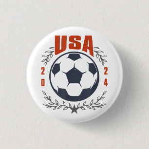USA Soccer Ball 2024 Stars & Laurel Wreath Vintage 3 Cm Round Badge