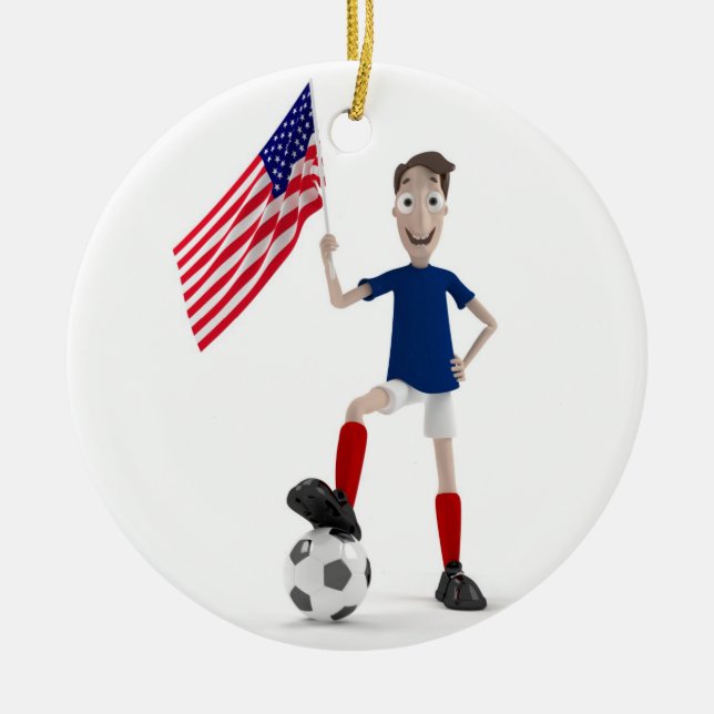 USA Soccer Ceramic Tree Decoration (Front)
