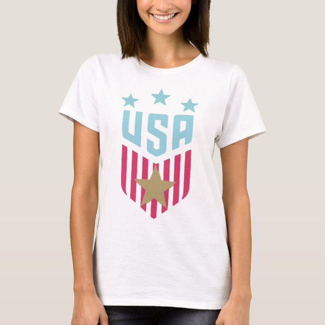 USA Soccer Crest Gold Star T-Shirt (Front)