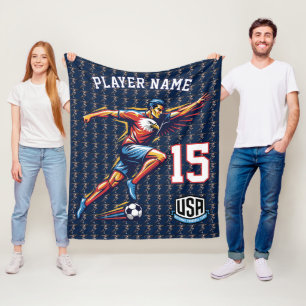 USA Soccer Eagle Athlete Patriotic National Team Fleece Blanket