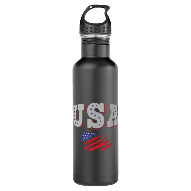 USA Soccer Fan Jersey Shirt American Flag 710 Ml Water Bottle (Front)