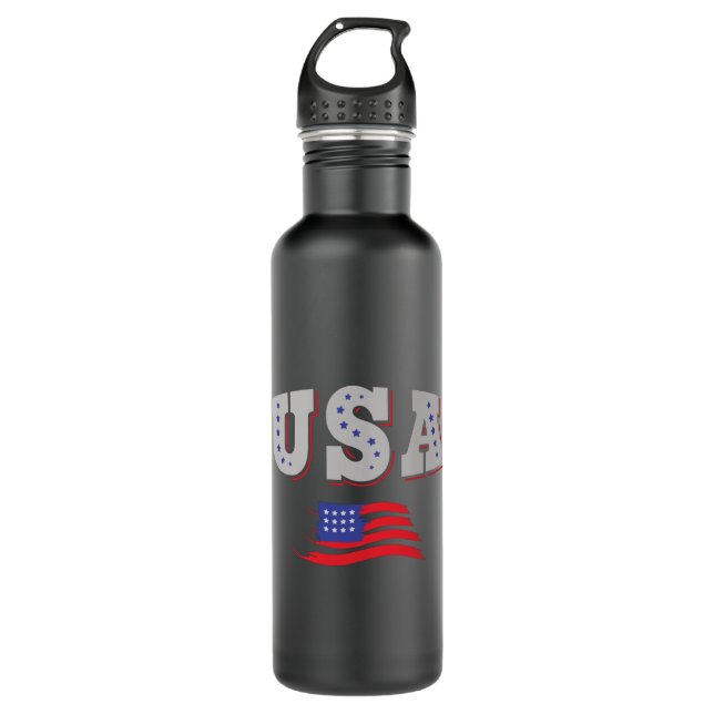 USA Soccer Fan Jersey Shirt American Flag 710 Ml Water Bottle (Front)