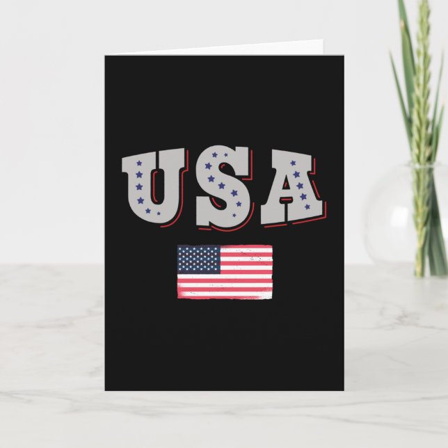 USA Soccer Fan Jersey Shirt American Flag Card (Front)