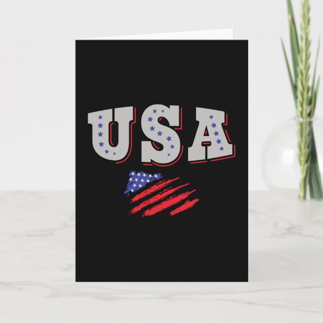 USA Soccer Fan Jersey Shirt American Flag Card (Front)