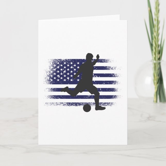 USA Soccer Fan Jersey Shirt American Flag Card (Front)