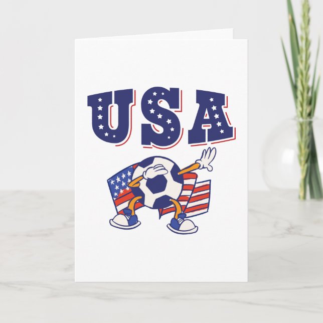 USA Soccer Fan Jersey Shirt American Flag Card (Front)