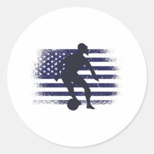 USA Soccer Fan Jersey Shirt American Flag Classic Round Sticker