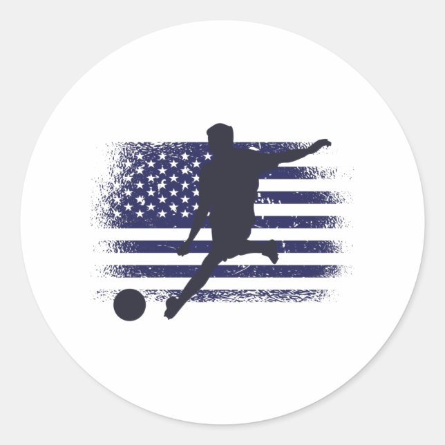 USA Soccer Fan Jersey Shirt American Flag Classic Round Sticker (Front)