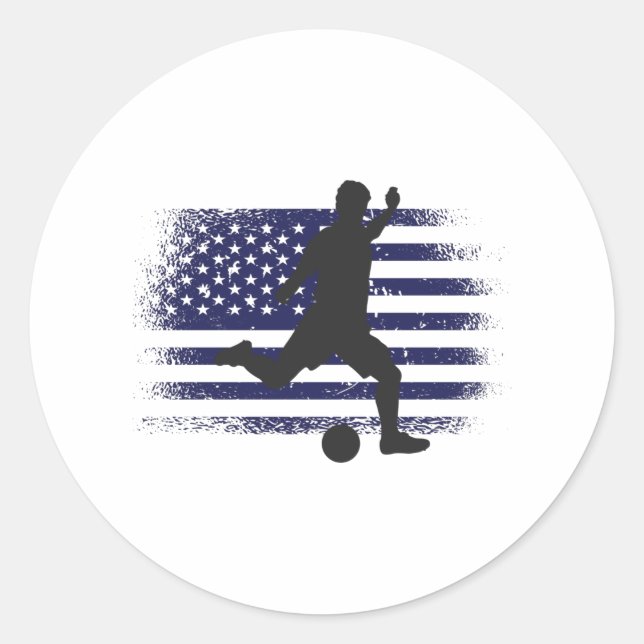 USA Soccer Fan Jersey Shirt American Flag Classic Round Sticker (Front)