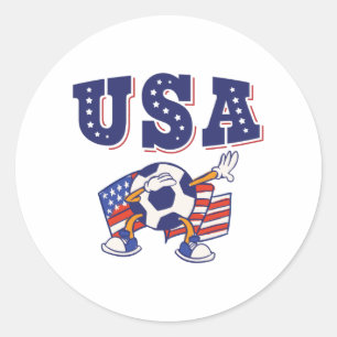 USA Soccer Fan Jersey Shirt American Flag Classic Round Sticker