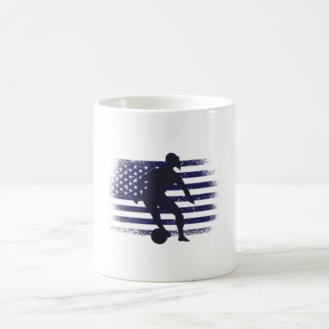 USA Soccer Fan Jersey Shirt American Flag Coffee Mug (Center)