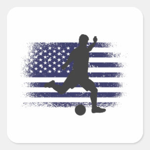 USA Soccer Fan Jersey Shirt American Flag Square Sticker