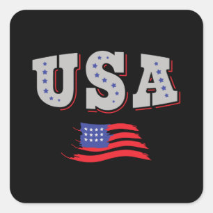 USA Soccer Fan Jersey Shirt American Flag Square Sticker