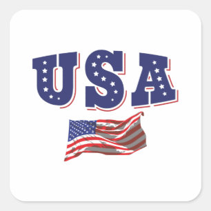 USA Soccer Fan Jersey Shirt American Flag Square Sticker