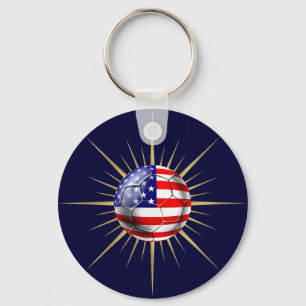 USA Soccer fanatics futbol US flag ball Key Ring