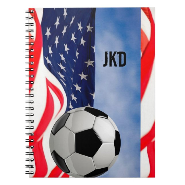 USA Soccer Notebook with your Monogram (Front)