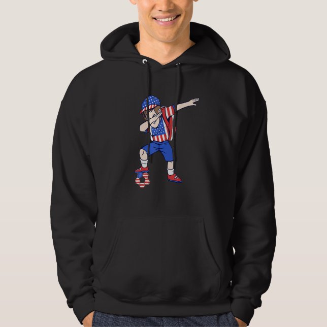 USA Soccer Player America Dabbing American Boy Hoodie (Front)